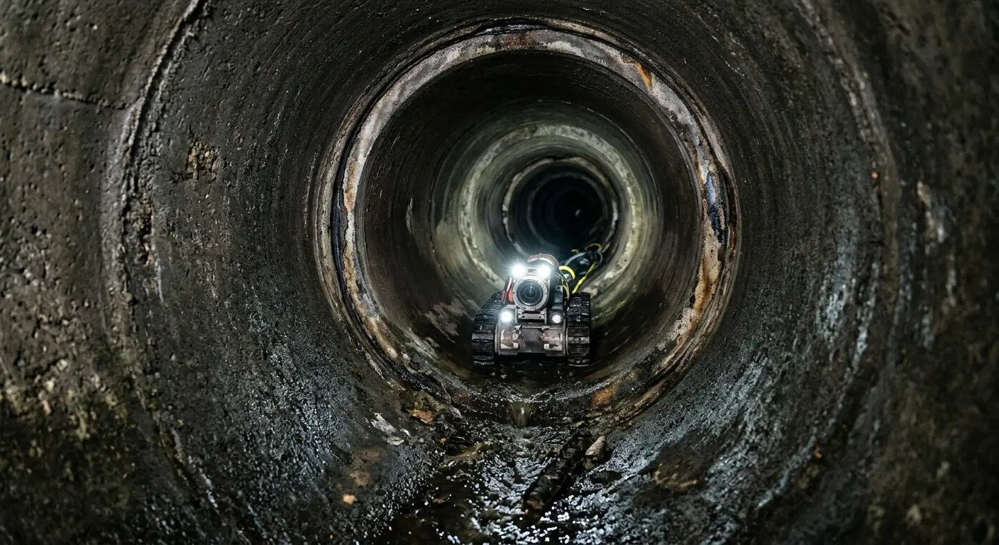 Robotic sewer camera inspecting pipe interior for Drain Snake Service in Foster City